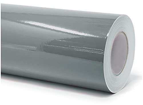 Finest Folia (7€/m² Plotterfolie Möbelfolie glänzend Glanz Klebefolie Küchenfolie selbstklebende PVC Folie 63cm Medienbreite (071 Grau, 5 Meter)