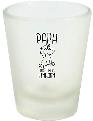 ShirtInStyle Schnapsglas Glas, Papa du bist mein Einhorn Vatertag Dad Papatag, Logo, Spruch, Motiv,Farbe Weiß