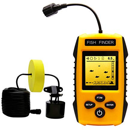 Yoocylii Handheld Fish Finder Portable Fishing Kayak Fishfinder Fish Depth Finder Fishing Gear with Sonar Transducer and LCD Display