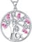 YL Tree of Life Necklace 925 Sterling Silver cut October Birthstone Pink Cubic Zirconia Family Tree Girl Pendant Necklace for Women,45+3CM