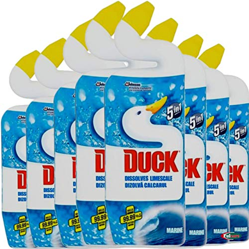 Toilet Duck Powerful 5 in 1 Marine Toilet Cleaner Liquid Gel Kills Bacteria and Removes Limescale 750ml Bulk buy of 8