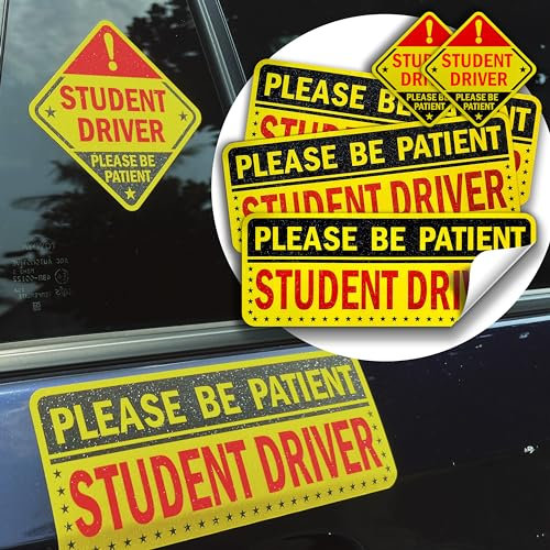 Student Driver Sign Aufkleber (Nicht-Magnet) - Wiederverwendbare, reflektierende neue Fahrer Aufkleber für Auto Stoßstange & Fenster, Kratzfrei, Witterungsbeständig, 5er-Pack