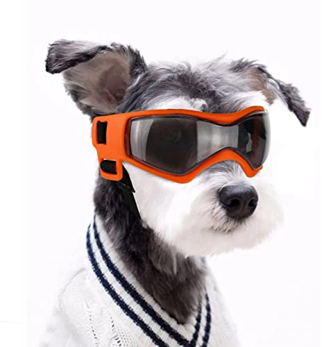 NAMSAN Augenschutz für Hunde, Sonnenbrille, leicht anzubringen, stylisch, für kleine/mittelgroße Hunde, Orange