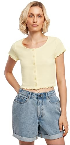Urban Classics Damen Ladies Cropped Button Up Rib Tee