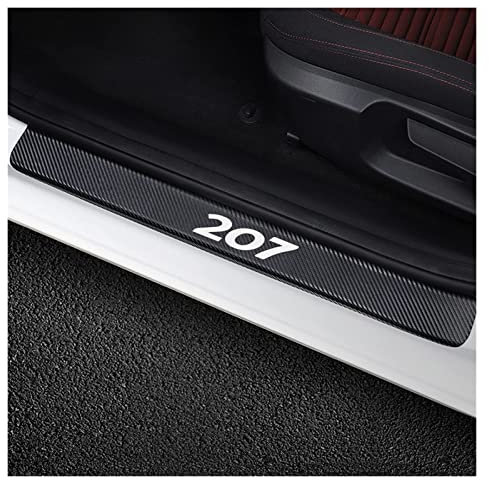 4 Pièces Protection de Seuil de Porte de Voiture pour Peu-geot 207, Garniture de pédale d'usure de Couverture de seuil de pédale de Fibre Carbone