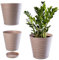 KADAX Pot de Fleurs en Plastique avec Soucoupe Incorporée, Pot de Plantes avec Conception Raffinée pour la Décoration d'Intérieur (11 cm, Beige)