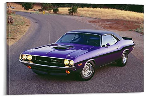 Auto-Poster Challenger Muscle Cars auf Leinwand, Kunstposter und Wandkunstdruck, modernes Familien-Schlafzimmer, Dekor-Poster, 60 x 90 cm