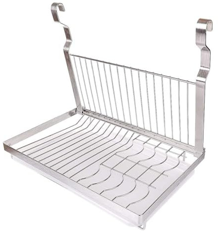 BOCbco Scolapiatti a Parete Dish Rack con Rimovibile Vassoio Gocciolamento acciaio inox da appendere pieghevole in Portabicchieri ciotola Mensole Cucina Dish Drainer pensile/With 40cm rod