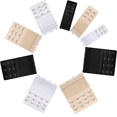 Reggiseno Extender, Estensore di Reggiseno, Bra Extender, 9 Pezzi Estensione Reggiseno Donne, Morbido e Confortevole, 2 Gancii / 3 Ganci / 4 Ganci, 3 Taglie, 3 Colori(Nero/Bianco/tonalità della Pelle