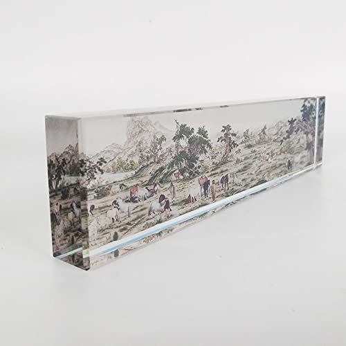 Kristall-Ornament Tuschemalerei Pferd Landschaft Glas Rechteck Briefbeschwerer Figur handgefertigtes Kunstgeschenk für Weihnachten Geburtstag Home Office Tischdekoration