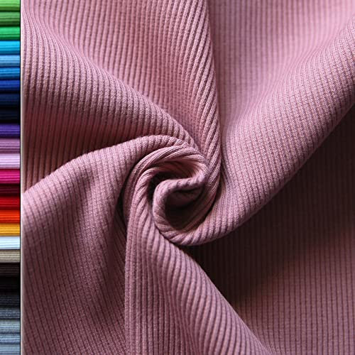 Bündchenstoff Gerippt XXL Breit (105cm - 120cm) - über 25 Farben - Stoffe Rippe - ab 25cm Länge - Öko-Tex Standard 100 Farbe Altrosa