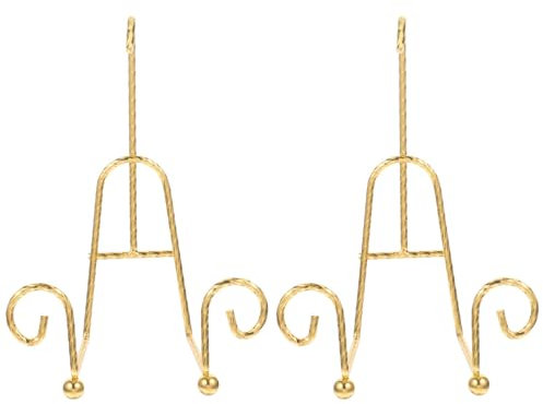 Luxshiny Escurreplatos 2 Soportes De Exhibición De Platos Soporte Para Platos Y Tazas Soporte Para Tazas De Té Y Platillos Soporte Para Tazas De Té Dorado (7. 48X5. 12 Pulgadas)