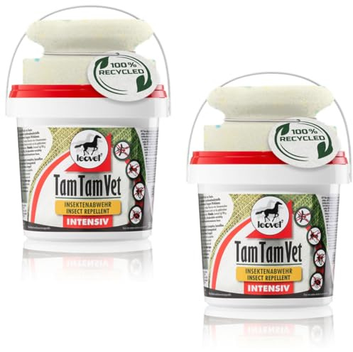 RL24 leovet - Tam Tam Vet Intensiv Gel – Insektenschutz – 2 x 500 ml | (2er Set) – Eimer mit Schwamm – Pferde Insektenabwehr gegen Mücken, Bremsen & Zecken – 4-fach verstärkte Wirkdauer