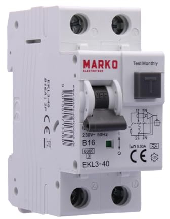 FI/LS-Schalter RCBO B16A 30mA Typ A Fehlerstromschutzschalter Leitungsschutzschalter Kombischalter B16 A