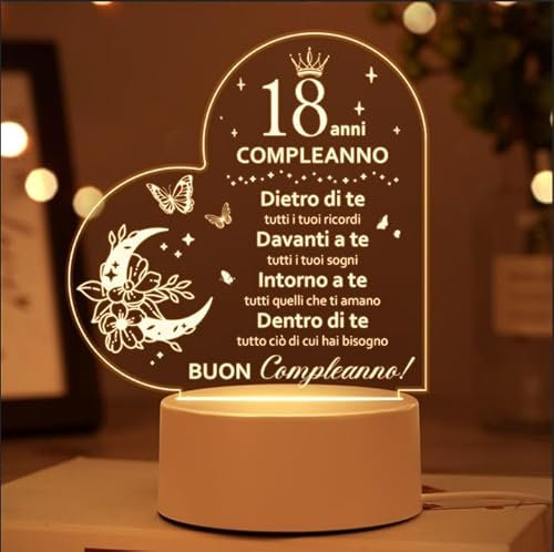 Vetbuosa Regalo Amici 18 anni, Regalo Amica 18 Anni Compleanno, Regalo Amica Compleanno Luce Notturna, 18 Anni Regalo Compleanno Sorella, Idee Regalo Amica Compleanno