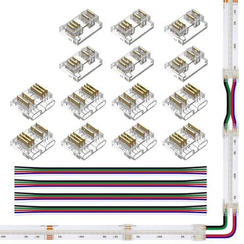 FCOB COB 5pin 12mm RGBW Connector Kit 14pcs Transparent Connector 4pcs 15cm langes 24AWG Verlängerungskabel Draht/Board zu Board für spaltfreies Löten 5pin RGBW Streifen Eckverbindung