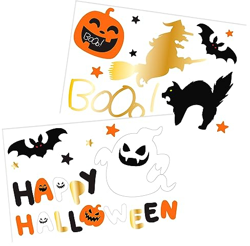Folat B.V.- Folat Vinilos para Ventanas Personajes BoOo-18 Pegatinas-Decoración de Halloween: Calabaza, Fantasma, araña, Bruja, Multicolor (23866)