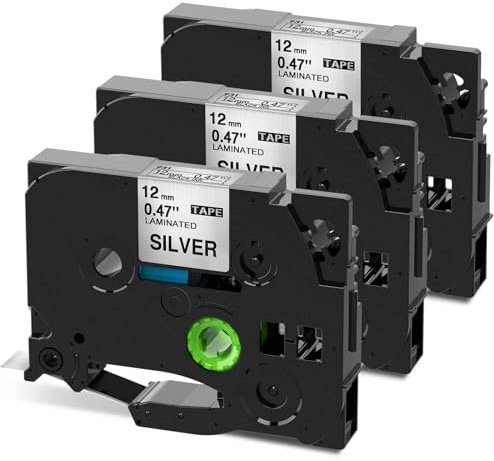 COLORWING kompatibel für Brother Schwarz auf Silber TZe-931 TZe931 P-Touch Schriftband 12 mm 0.47 Silver Laminiert Bänder Für Ptouch H110 H105 1000 1005 1280 D400 Cube, 3x