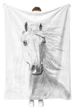 Pferd Kuscheldecke Flanell Decke Fleecedecke Flauschig Weich und Warme,3D Pferd Wohndecke Sofadecke Couchdecke Für Teens Erwachsene,Rustikale Landstil Für Bett Couch (Style 4, 150x200 cm)