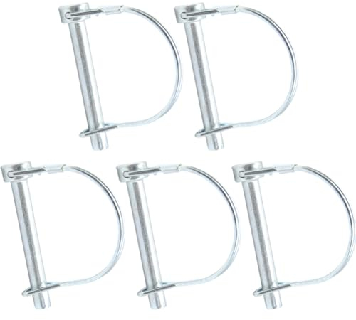 Hocansen 5 Stück D-Form Splint 8x60mm Welle Verriegelung Stift Anhänger Oberlenkerbolzen mit Rastverschluss für Rasen, Garten, Landwirtschaft（8 * 60mm/DX）