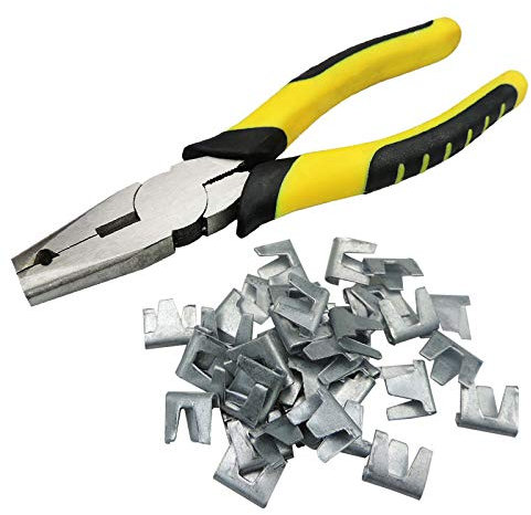 Hog Ring Zange Mühelose Installation Metall-Zangenset für Zäune mit 300PCS 1.1 * 1cm Klammern für Tierkäfige und Zäune