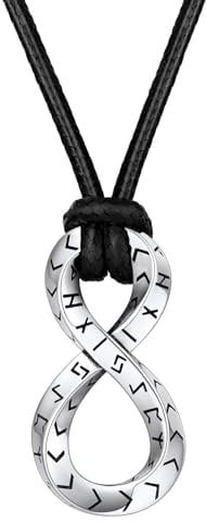 FaithHeart Wikinger Rune Halskette für Damen Herren, Unendlichkeit Halskette mit Rune Symbol, Infinity Schmuck mit Geschenkbox für Muttertag Valentinstag