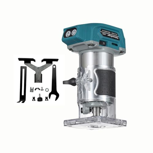 Heimerdinger Cordless Compact Wood Router Tool,Woodworking Trimmer Palm Router Suitable for Makita Battery, 5 Speeds for Wood Trimmer Cutting,Tool Only