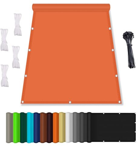 Rechter Winkel Sonnensegel, Balkonumrandung 95% UV Schutz, Sonnensegel Wasserdicht mit ösen, Terrasse überdachung Balkon Zaunblende Sichtschutz, für Garten Terrasse Camping Orange Farbe 2.5x3M
