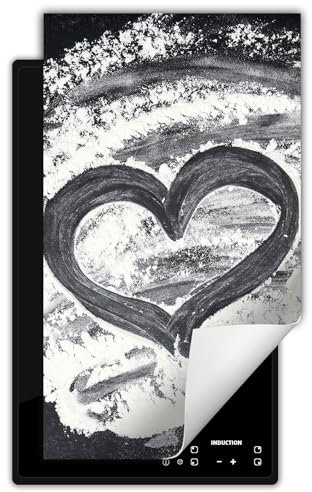 DarHaus Herdabdeckplatte 1 teilig 30x52 cm Küche Herdabdeckung Ceranfeld Herdabdeckplatten Anti Rutsch Matte Aufrollbar, Küche - Herz