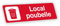 Plaque signalétique gravée autocollante Local poubelle - rouge - format 20x6 cm