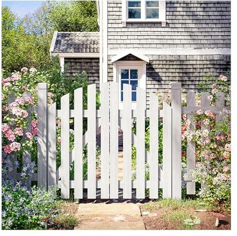 LVLDAWA Outdoor Wood Fence Gate, Carbonized Freestanding Garden Decoative Fence Gate Guardrail, Courtyard Small Garden Wooden Door (Color : A-White, Size : 120x150cm)