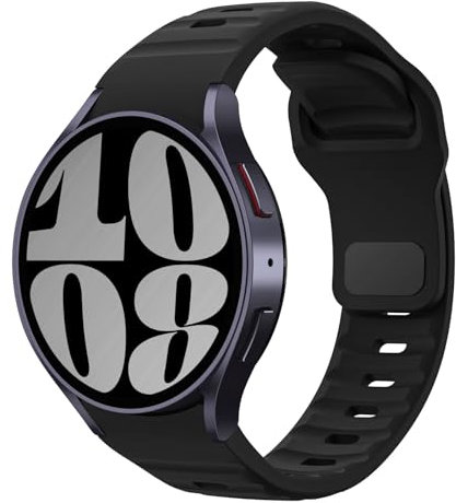 MoKo Correa Robusta Compatible con Samsung Galaxy Watch 7 FE 6 5 4 40mm 44mm/Watch 6 Classic 43mm 47mm/5 Pro 45mm/4 Classic 42mm 46mm, 20mm Pulsera de Repuesto de Silicona para Hombre, Negro