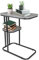 Beistelltisch, Doppelschichtiger kleiner Couchtisch, C-Form, Kaffeetisch, Sofatisch für Wohnzimmer und Schlafzimmer, Marmortischplatte und Metallrahmen, Laptoptisch für Laptops und Bücher (Grau)