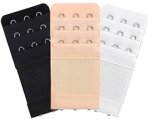 Hantoc 3 Pieces Bra Extender, Sof Bra Strap Extension Women's Elastic Extenders Set for 3 Hooks Stretchy Bra Band Extender Comfortable for Women Ladies
