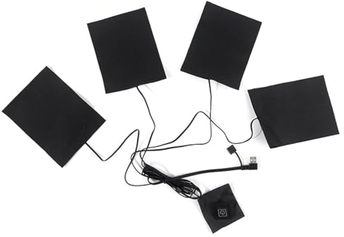 4 in1 Heizmatte für Bekleidung, DC 5V USB Tuch Heizung für Beheizte Weste, Elektrische Kleidung Heizkissen mit 3 Modi Temperaturregelung für Outdoor & Indoor & Camping