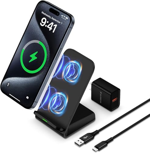 Wireless Charging Station 15W Fast Wireless for Moto Edge (2024)/Edge 60 Stylus/Moto G Power (2025)/50 Neo/Edge+ 2023/Edge 50 Pro/Samsung S25 S25+ S24 S23, Phone Chargers Stand Dock and QC 3.0 Adapter