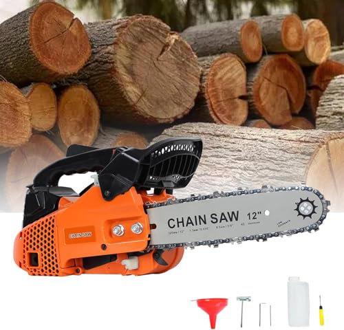 Kettensäge Benzin, 1.2PS 9800RPM Motorsäge Benzin, 30 cm Schwert, 25,4cm³ Hubraum, 2-Takt Benzin Kettensäge zum Sägen von Holz in Garten und Forst