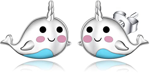925 Sterling Silber Tier Ohrstecker Hypoallergen Panda/Axolotl/Hase/Frosch/Delfin/Schweinchen/Pfote/Igel/Pinguin/Schildkröte/Für Damen Mädchen
