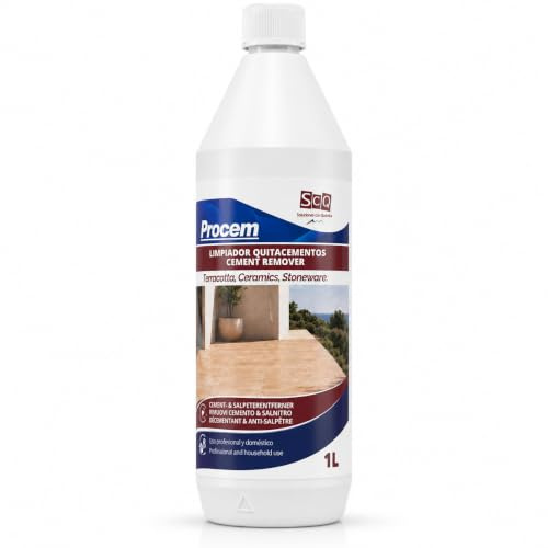 Limpiador de cementos, yeso, salitre. Antisalitre Limpiador de restos de Obra Suelos y fachadas. Quitacementos fin de obra. Desincrustante acido para eliminar cemento (1L)