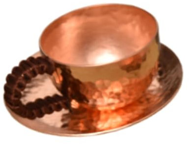 DimyFew Taza de Té de Cobre, Taza de Café de 70ml, Taza de Metal Vintage, Taza de Café Expreso Y Platillo para Regalo, Café, Té de, Hotel, Mujeres, con Asa, Individual