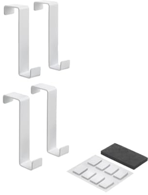 Metaltex Türhaken 4er Set – Für 1,6/2,2cm Türen, inkl. Anti-Slip und Anti-Kratz