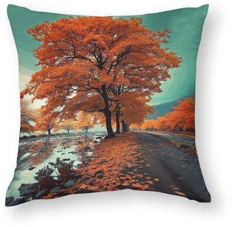 Jugendzimmer Bettbezüge Kopfkissenbezug Ahorn Baum im Herbst Cremalleras Unsichtbar Kissenbezug Couchkissen 45×45cm für Couch Vintage-Interieurs Sofa