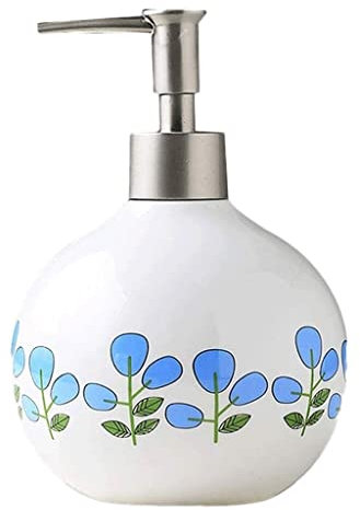 WHESAZYP Dispensador de jabón líquido de cerámica, Recargable con Cabezal de Bomba de Acero Inoxidable, para Cocina, Restaurante (13.5 onzas)