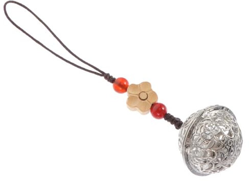 DIYEAH Retro Hängende Glocke Für Telefon Vintage Dekoration Aus Gelbem Zypressenholz Kreative Telefon Anhänger Hängende Verzierung Für Handy Schlüssel Telefon Hängende