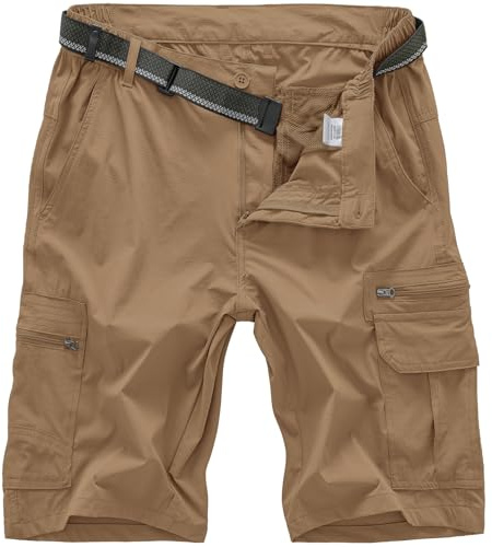 Jessie Kidden Pantalones cortos de senderismo para hombre, ligeros, de secado rápido, tácticos, para caminar, escalar, pescar, con bolsillos con cremallera