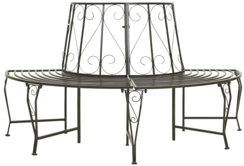 AJJHUUKI Outdoor Sitzbank Outdoor Sitzbänke Garten Halbrunde Baumbank 160cm Stahl
