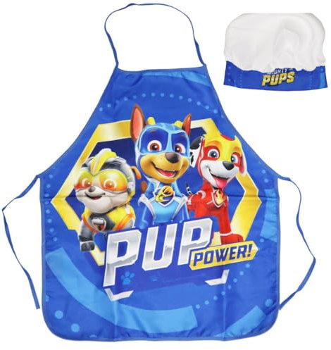Aymax Paw Patrol Kinder Kochset – Schürze & Mütze mit Chase, Rubble & Marshall – 55x45 cm – Back- und Küchenset für Jungen & Mädchen ab 3 Jahren – 100 % Polyester – „Pup Power“-Design