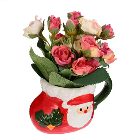 UPKOCH Pot de Fleurs Céramique Fleurs Simulées Décoration de Noël pour Jardin et Intérieur pour Fêtes