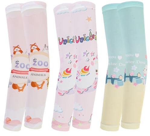 Jupsk 3 Pairs Kids Arm Sleeves, Boys Girls Summer Cooling Arms Cover Sun Protection Compression Sunscreen Ice sleeve Breathable Basketball Football Baseball Volleyball Arm Sleeve