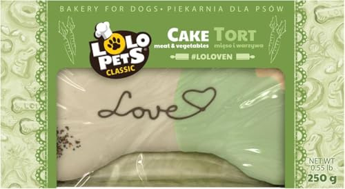 Dog Birthday Cake – Edible Bone-Shaped Treat with Natural Ingredients – Safe Colours – Handmade Decorations – Gift for All Dog Breeds & Sizes (250g, Love Meat and Vegetables)
